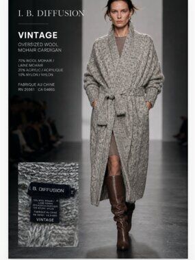 Vintage I.B. Diffusion Cozy Wool Belted Duster Cardigan Coat